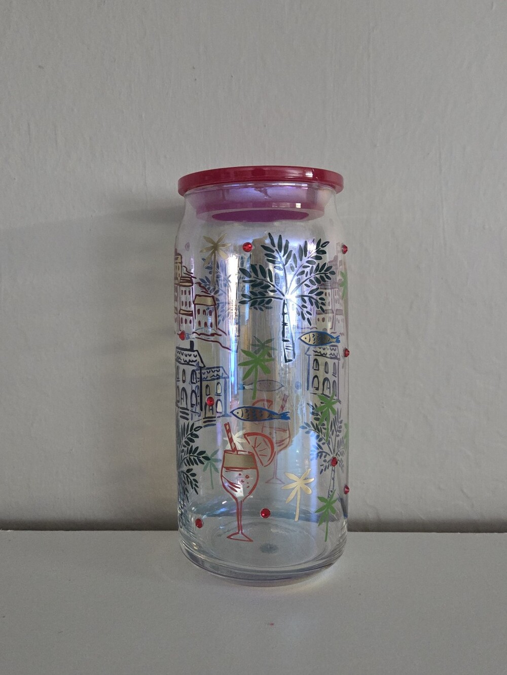 Seaside Town Patterned Can Tumbler